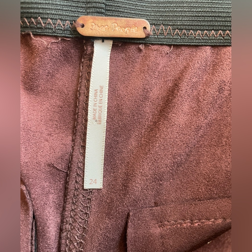 Free People Burgundy faux suede Leggings Size 24 - Picture 7 of 7